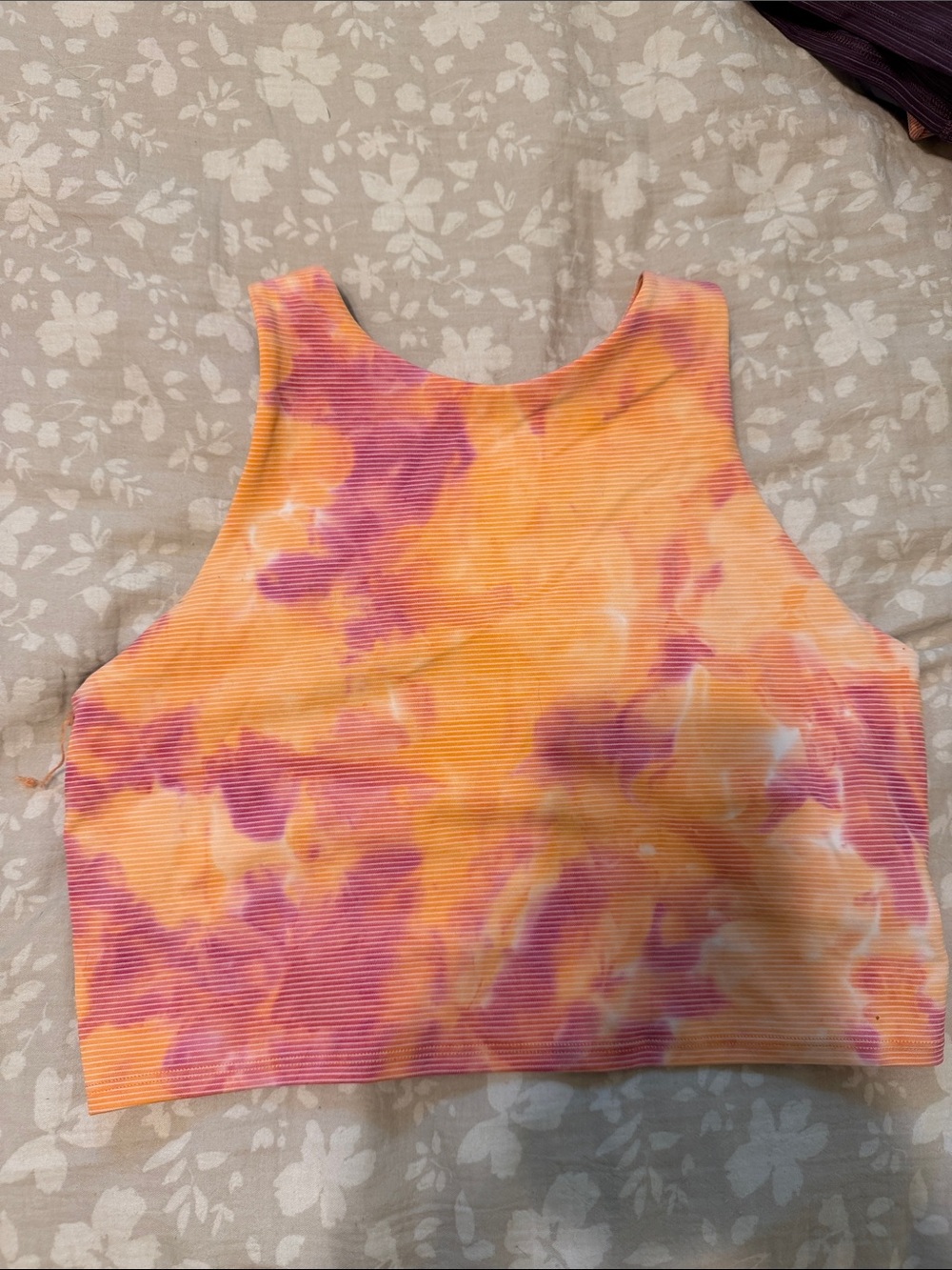 Athleta Tie-Dye Ribbed Crop Top - Orange & Pink